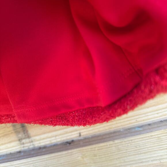 NWT Taylor Red Shimmer Tweed Holiday Dress Size 8 Gem Button Detail & Pockets - Picture 8 of 11